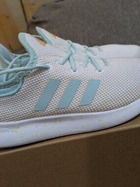 Adidas Cloudfoam Pure Cloud White Semi Flash Aqua Pulse Lime Siz 4.5 US Great Co